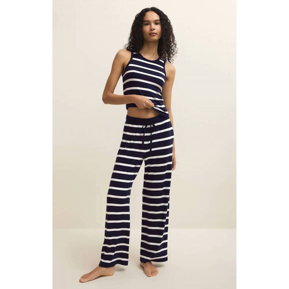 Z Supply Navy and White Striped Wide Leg Pants